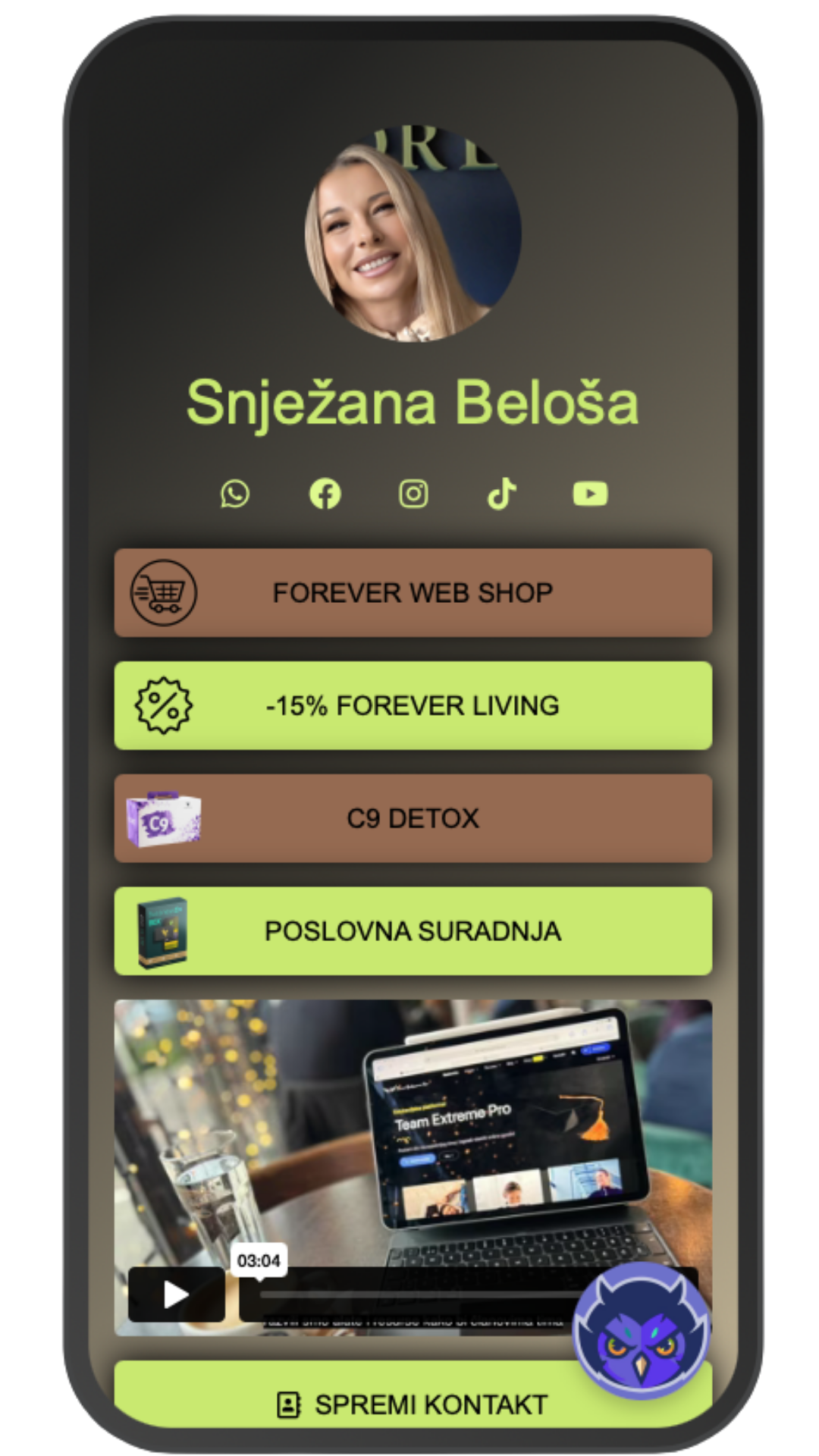 Screenshot of biolink page examples